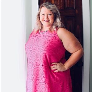 Pink Lace Sleeveless Dress